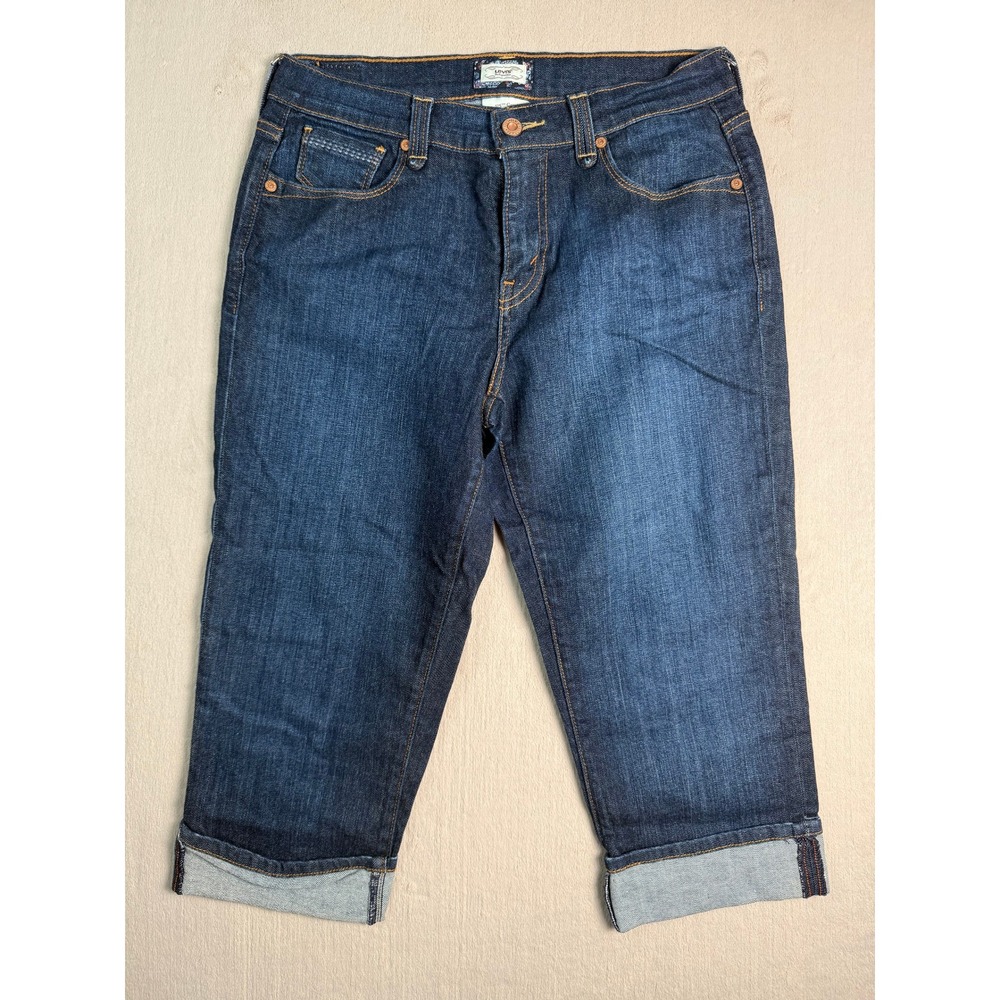Levis 515 Capri Jeans Womens 4 Dark Wash Denim Stretch Cropped Cuffed Pants